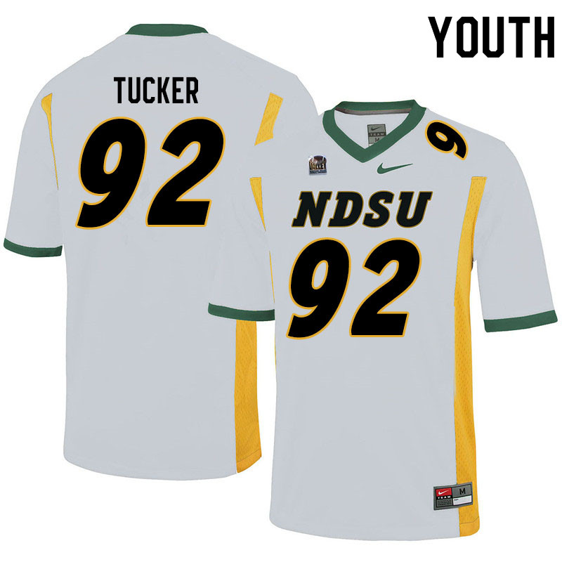 Youth #92 Lane Tucker North Dakota State Bison College Football Jerseys Sale-White - Click Image to Close